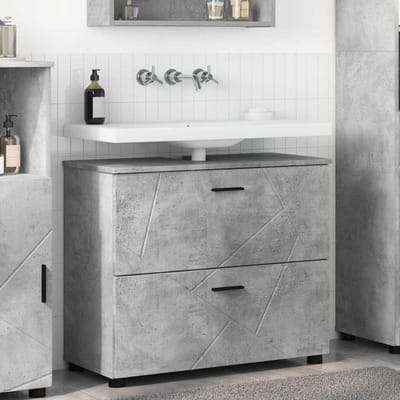 vidaXL - Badkamerkast - Beton - Grijs - 76,5 - x - 35 - x - 64 - cm - Bewerkt - hout, - Metaal