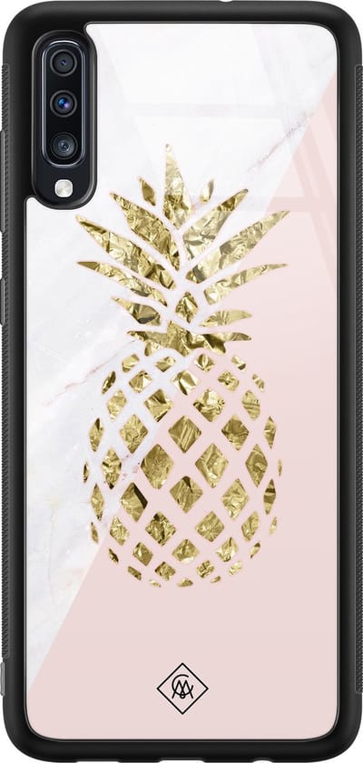 Casimoda® hoesje - Geschikt voor Samsung Galaxy A50 - Ananas - Luxe Hard Case Zwart - Backcover telefoonhoesje - Roze