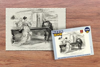 Puzzel Een antieke illustratie van mensen die biljarten - Legpuzzel - Puzzel 1000 stukjes volwassenen