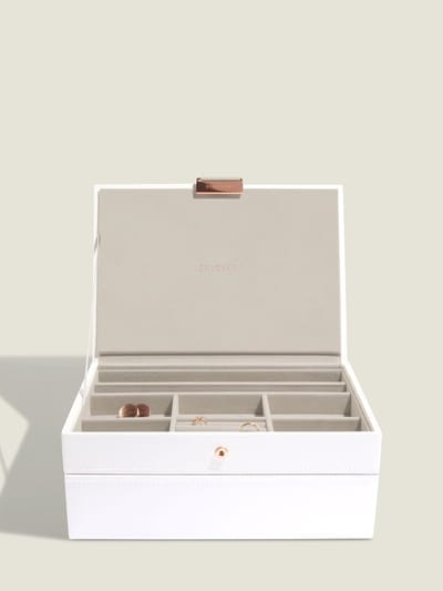 STACKERS WHITE & ROSE GOLD - Sieradendoos - Juwelendoos - Sieradenhouder - Sieraden Organizer - 2-set
