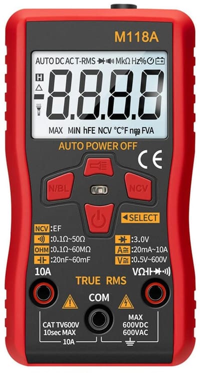 Digitale Multimeter - Testinstrument - Elektronica Meten - Automatische Scanning - 6000 Counts - Rood