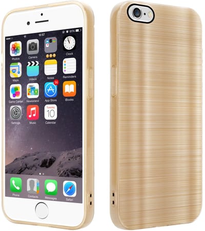 Cadorabo Hoesje geschikt voor Apple iPhone 6 / 6S in Brushed Goud - Beschermhoes Case Cover van flexibel TPU silicone in Brushed design