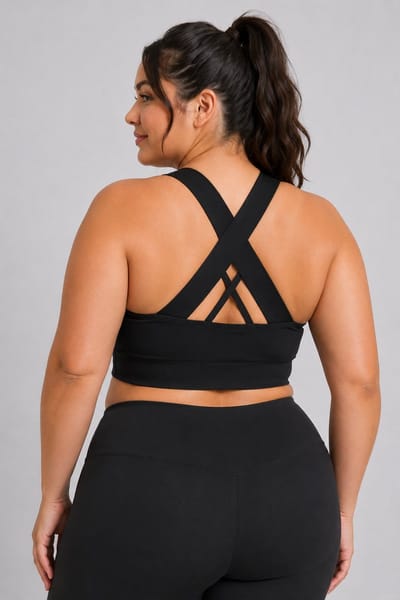 SparkNine Stride sport-bh - met uitneembare pads - XXL - zwart - cross-back - medium support - zacht & elastisch materiaal