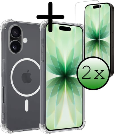 Hoesje Met 2x Screenprotector - Geschikt voor Apple iPhone 17 - Magsafe Compatible - Sterk & Shockproof - Back Cover - Shock Proof Case - Telefoon Hoes - Transparant