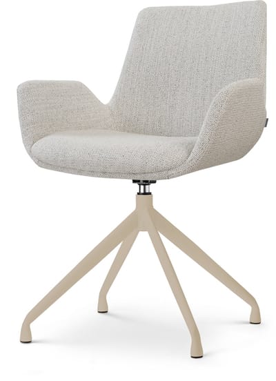 Nolon Nola-Eef Draaibare Eetkamerstoel Beige Gemêleerd - Beige Onderstel - Japandi - Armleuning - Stoffen - Crème