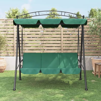 vidaXL - Schommelbank - met - luifel - 198 - cm - stof - en - staal - groen