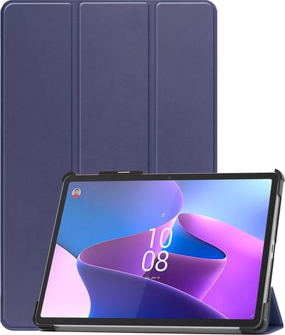Hoesje - Geschikt voor Lenovo Tab P11 Pro - Met Screenprotector - Trifold Bookcase Hoes - Hard Cover Case - Met Uitsparing Geschikt voor Lenovo Pen - Hardcover Book - Tablethoes - Donkerblauw