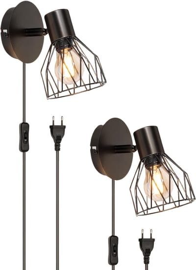 DailySupplies® Wandlamp Binnen met Snoer - Wandlamp met Stekker voor Binnen - Slaapkamer Bedlampje