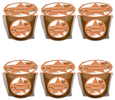 Mini geurkaarsen set van 6 - Vanille Kaneel kersteditie, luxe cadeauverpakking