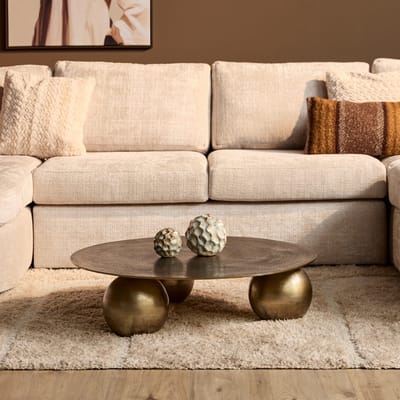 StarFurn Salontafel Ziva - Rond Goud Metaal - 90x90x23cm