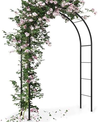 Rozenboog Metaal - Tuinboog Klimhulp - Planten Steunen - Weerbestendig Stabiel - 235 cm Hoog - Donkergroen