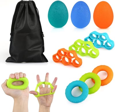 Vingertrainer en handtrainer set - Antistressballen met 3 weerstandsniveaus voor vinger- en polsoefeningen