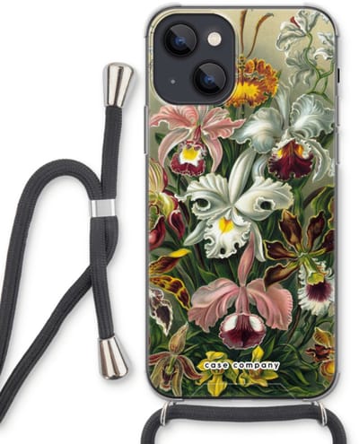 Case Company® - Hoesje met koord geschikt voor iPhone 13 hoesje met Koord - Haeckel Orchidae - Telefoonhoesje met Zwart Koord - Bescherming aan alle Kanten en Over de Schermrand