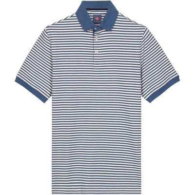 Baileys Polo Yarn Dyed Stripes Cotton Subtle Stretch Delft Blue / male