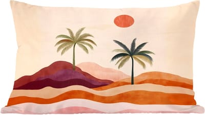 Sierkussens - Kussentjes Woonkamer - 60x40 cm - Palmbomen - Abstract - Zon - Heuvels