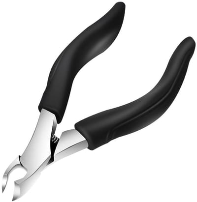 Teennagelknipper - Voor dikke nagels - Ergonomische nagelknipper met lange steel - Voor ingegroeide nagels en vingernagels - Roestvrij staal - Zachte handgreep - 14 x 8 x 2 cm - Zwart