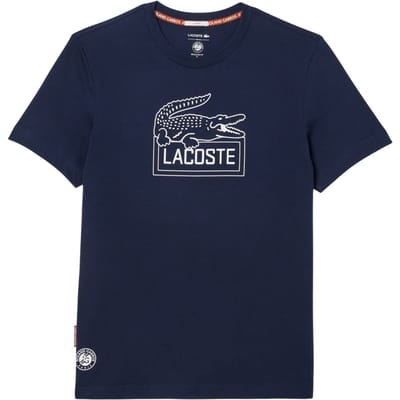 Lacoste Heren-T-shirt met logo op de borst – Roland Garros-editie (Blauw)