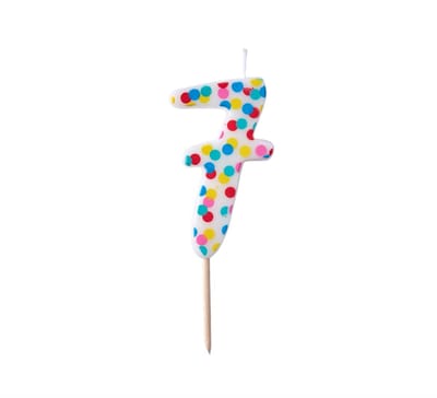 Ginger Ray - Taart Kaars nummer 7 - Polka dot - Stippels - Gekleurd
