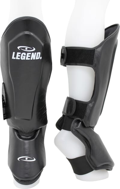 Kickboks Scheenbeschermers Heren/Dames Zwart Leer XS