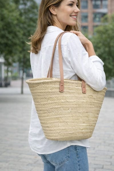 Castillo Long Beach Schouder Tas - Rieten Strandtas - Boodschappentas - 100% natuurproduct - Rieten Boodschappenmand - Strandtassen - Mand