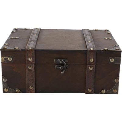 Boîte de rangement en bois vintage Coffre à bijoux décoratif au trésor avec serrure Décoration de la maison6282 ?2302 gray