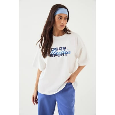 Dames DSGN Studio Sport Oversized T-Shirt | White | Maat: 3XL