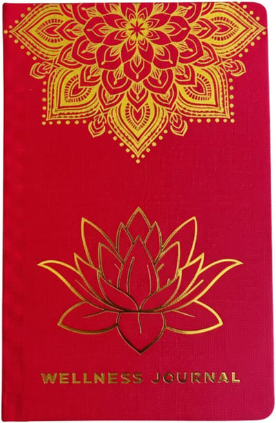 Rood Wellness Journal - 120 pagina's - Gouden Mandala en Lotus - cadeau voor man - cadeau voor vrouw