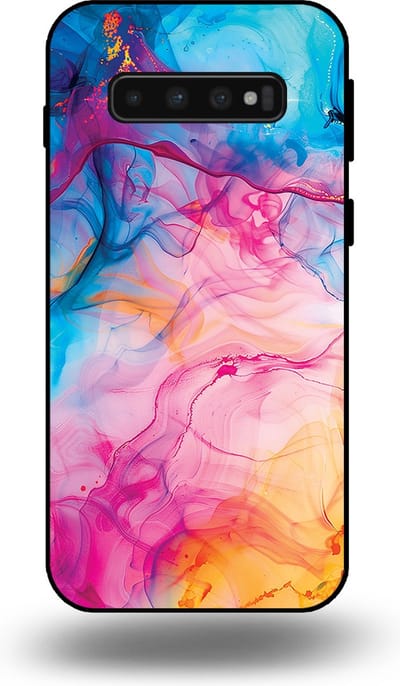 Smartphonica Telefoonhoesje Geschikt voor Samsung Galaxy S10 Plus met Regenboog Acryl Marmer Opdruk - TPU Backcover Case Rainbow Acrylic Marble Design geschikt voor Samsung Galaxy S10 Plus