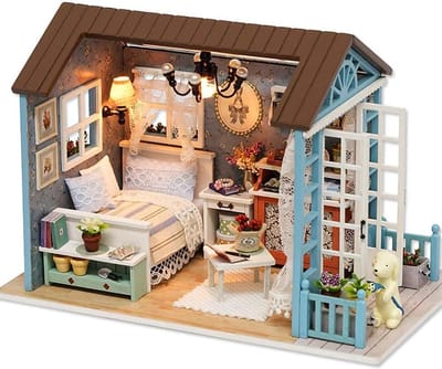 Houten Poppenhuis Kit - Miniatuur Model - Hobby Project - Gedetailleerde Meubels - 1:24 Schaal - Z007
