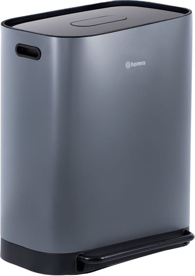 Homra Rockx Pedaalemmer 60 Liter - Duo Prullenbak 2X30L met Geurfilter - RVS Afvalscheidingsprullenbak 2 Vakken - Recycle Afvalbak - Vuilnisbak Keuken afval scheiden - Afvalemmer - Dubbele Prullenbak Grijs