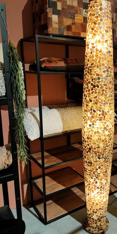 Vloerlamp Handmade Design woonkamer slaapkamer Cone Stone turtle gold capiz parelmoer schelp 200 cm