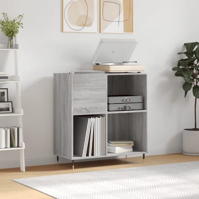 vidaXL - Platenkast - 84,5x38x89 - cm - bewerkt - hout - grijs - sonoma - eikenkleurig