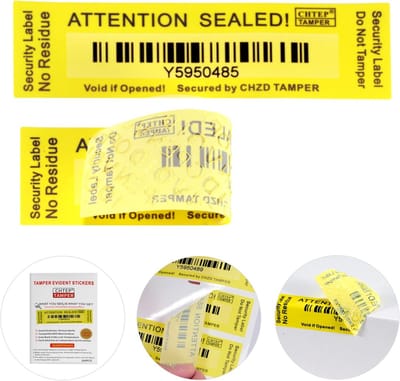 100x Veiligheidssjablonen Stickers Zonder Residu - Sabotagebeveiliging Voor Verpakkingen en Apparatuur