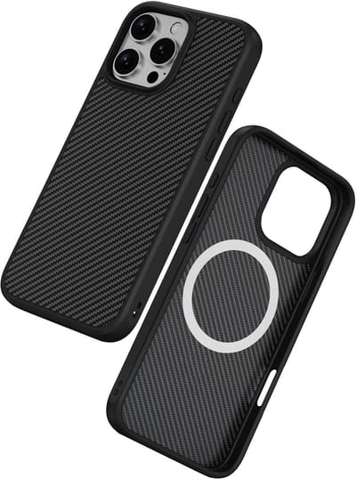 Multimedia & Accessoires – TPU Back Cover Case Carbon met MagSafe – Geschikt voor Apple iPhone 17 – Zwart