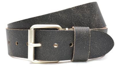 Moderiemen 5cm jeans riem van crack leder - 100% leder - zwart - Maat 115 - totale lengte 130 cm