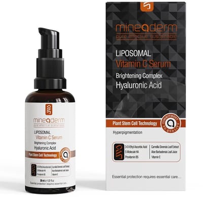 Mineaderm Liposomal Vitamin C Serum High Dose – 5% Ethyl Ascorbic Acid & Hyaluronic Acid Complex – Anti-Aging Serum Against Wrinkles, Pigment Spots, Acne Scars – Moisturizing & Firming 30 ml