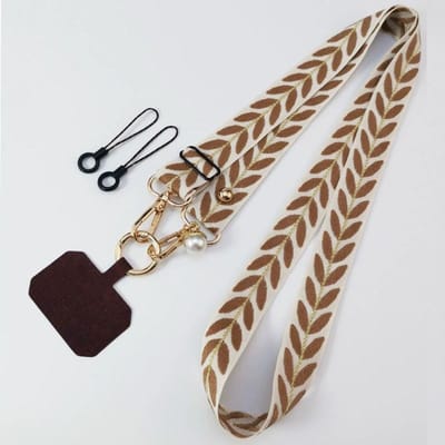 Universeel Verstelbaar Mobiele Telefoon Lanyard voor Vrouwen Crossbody Enkele Schouder Nekkoord Parel Hanger Hangend Anti-Verlies Koord