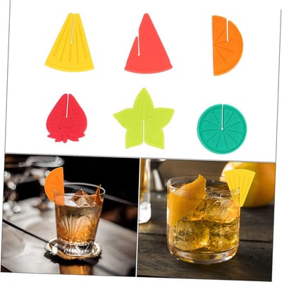 KICHOUSE 12 Stuks Wijnglas Marker Siliconen Drink Markers Goblet Charms Praktische Wijnglas Oorbel Charms Kid Goggles Drink Cup Slijtvaste Glas Markers Fruit Feestbenodigdheden, 4x4x0.2cm, Siliconen