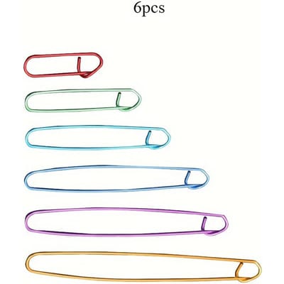 Ensemble de 6 Épingles de Sûreté Super Grandes de Couleurs Assorties pour Accessoires de Tricot et Crochet - Marqueurs de Fil DIY Faits Main, Supports de Mailles pour Outil de Tricot white