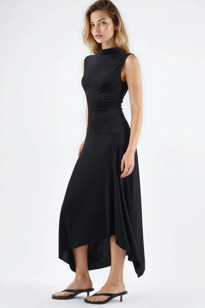 Asymmetrische Midi Sandy Jurk