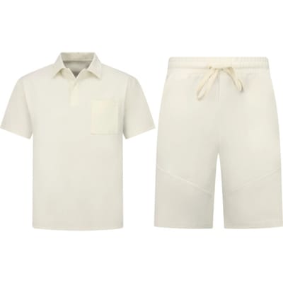 Zomerset Heren - Ribbed Oversized Polo Shirt - Shorts heren / Oversized T shirt Heren - Twinset -F-5828- Beige