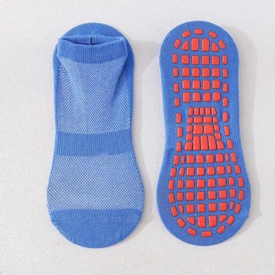 Chaussettes Antidérapantes pour Enfants et Adultes Chaussettes Trampoline Coton Respirantes Courtes Élastiques Garçon Fille Extérieur Famille Sports Chaussettes Yoga 1-5 Years Old bleu