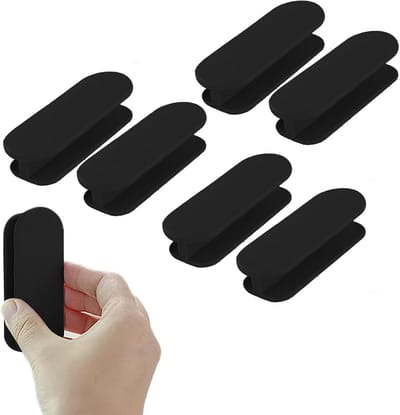 Deurgreep zelfklevend 6 stuks - zwart kunststof - eenvoudig te bevestigen - ideaal voor deuren en ramen - SnelShoppen
