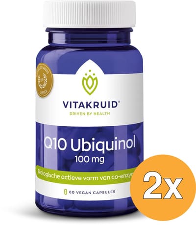 2x Vitakruid Co-Enzym Q10 Ubiquinol Actieve Vorm Kaneka® 100 mg (60 vega capsules)