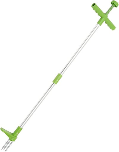 Handmatige Onkruidwieder - Tuin Wieden Tool - Onkruid Verwijderen - Stabiele Staande Werking - Lange Handgreep - Groen Zilver