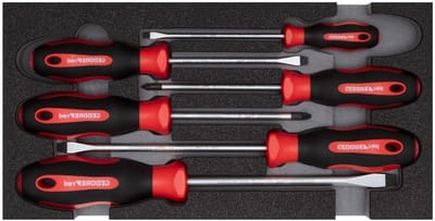 Schroevendraaierset 6-delig - Gereedschapsmodule - Klus Klussen - Corrosiebestendig - 1/3 module - Rood
