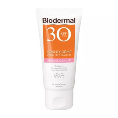 Biodermal Zonnecreme Gezicht Gevoelige Huid SPF30 - 2 x 50 ml - Voordeelverpakking