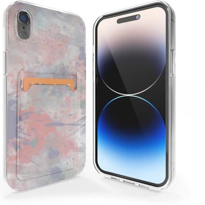 ShieldCase telefoonhoesje geschikt voor Apple iPhone Xr hoesje pasjes - Pink Brush - Marmer look hoesje - Marmeren uitstraling met pasjeshouder - Shockproof hardcase - Pashouder hoesje