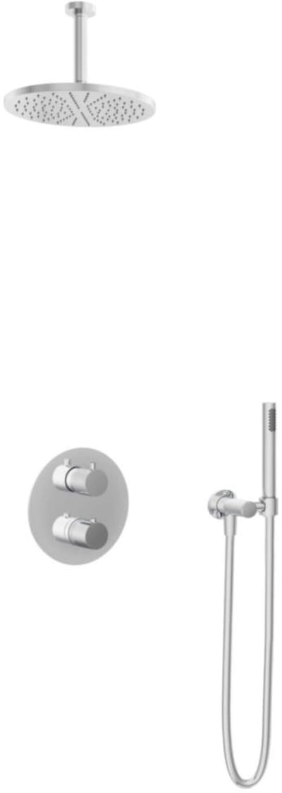 Hotbath Buddy - Inbouw Regendoucheset - Thermostatisch - Plafondbuis 15 cm - Hoofddouche 300 mm - Staafhanddouche - met 2-Weg Stop-Omstel - Waterbesparend - V01