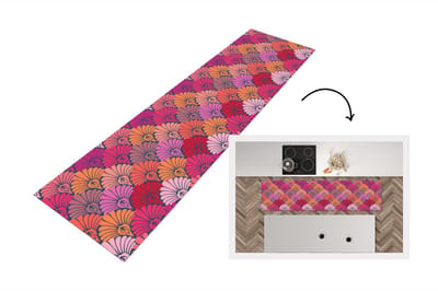 Keukenloper 200x50 cm - Keukenmat vinyl Patronen - Art Deco - Roze - Bloemen - Keukenmatten loper - Keuken vloerkleed tapijt